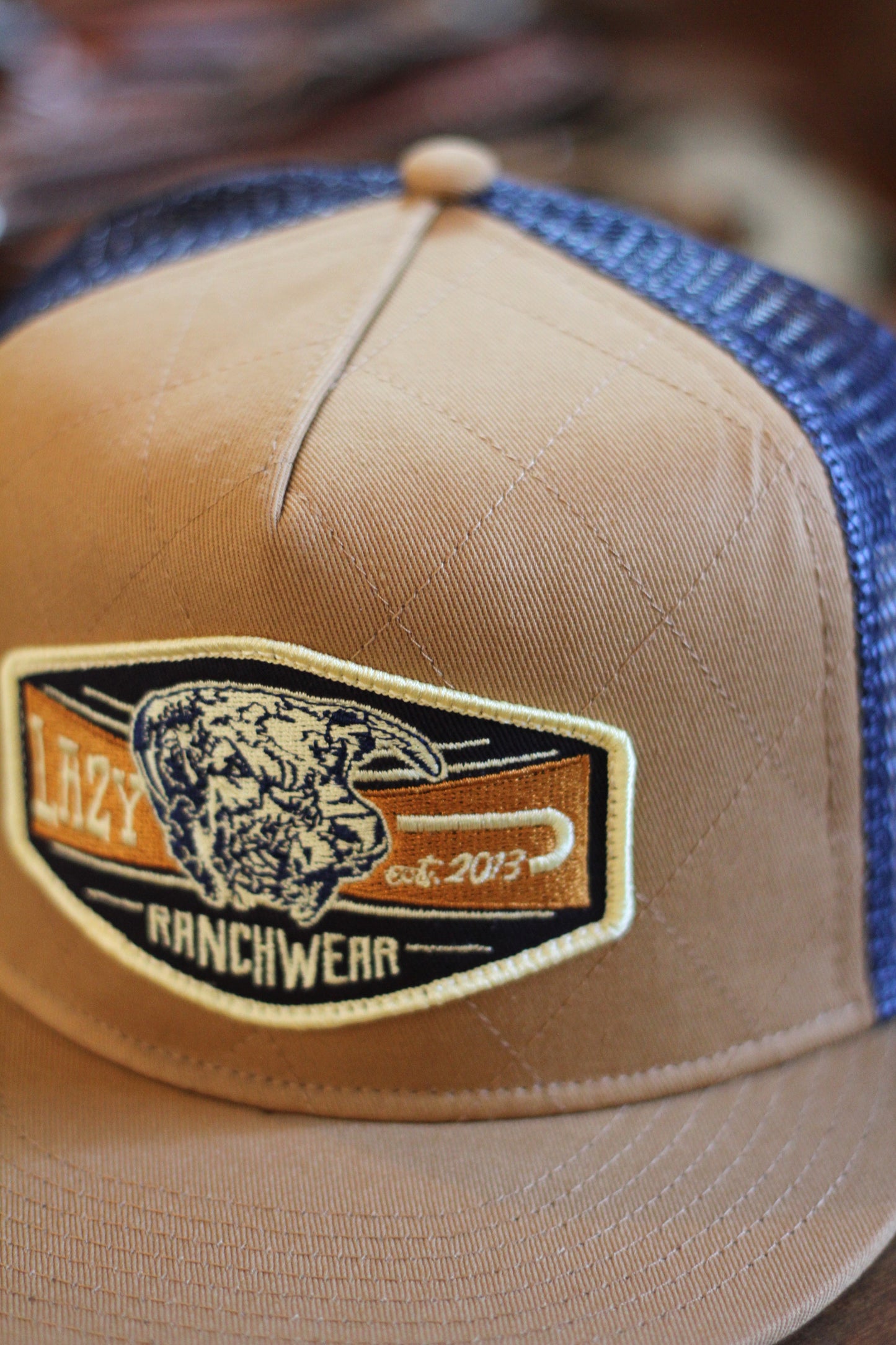 Lazy J Ranch Wear Khaki & Navy 4" Diamond Hereford Cap