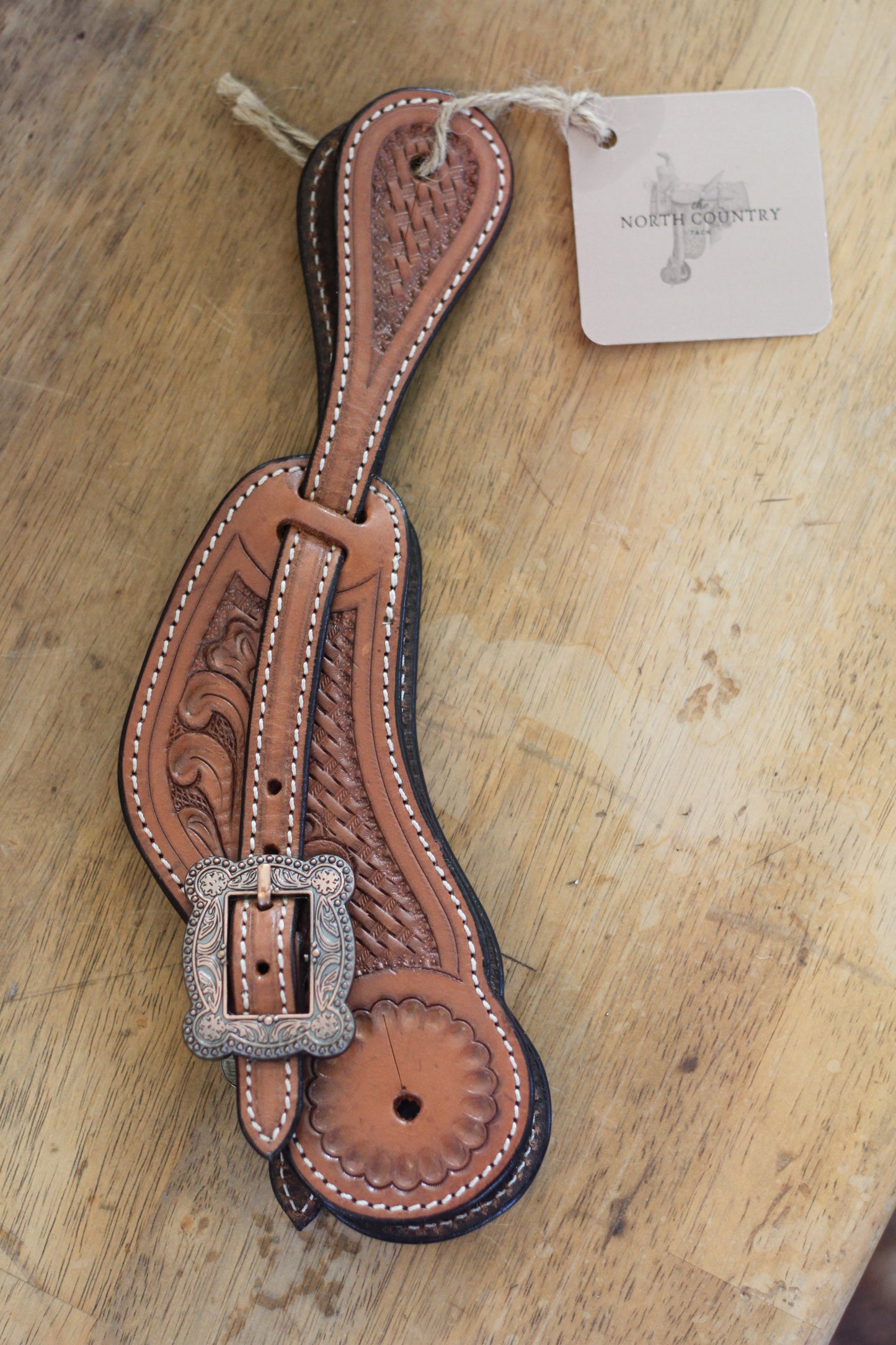 Chestnut Tooled Spur Straps