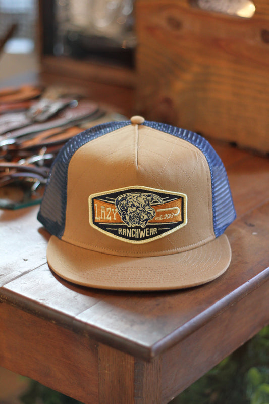 Lazy J Ranch Wear Khaki & Navy 4" Diamond Hereford Cap
