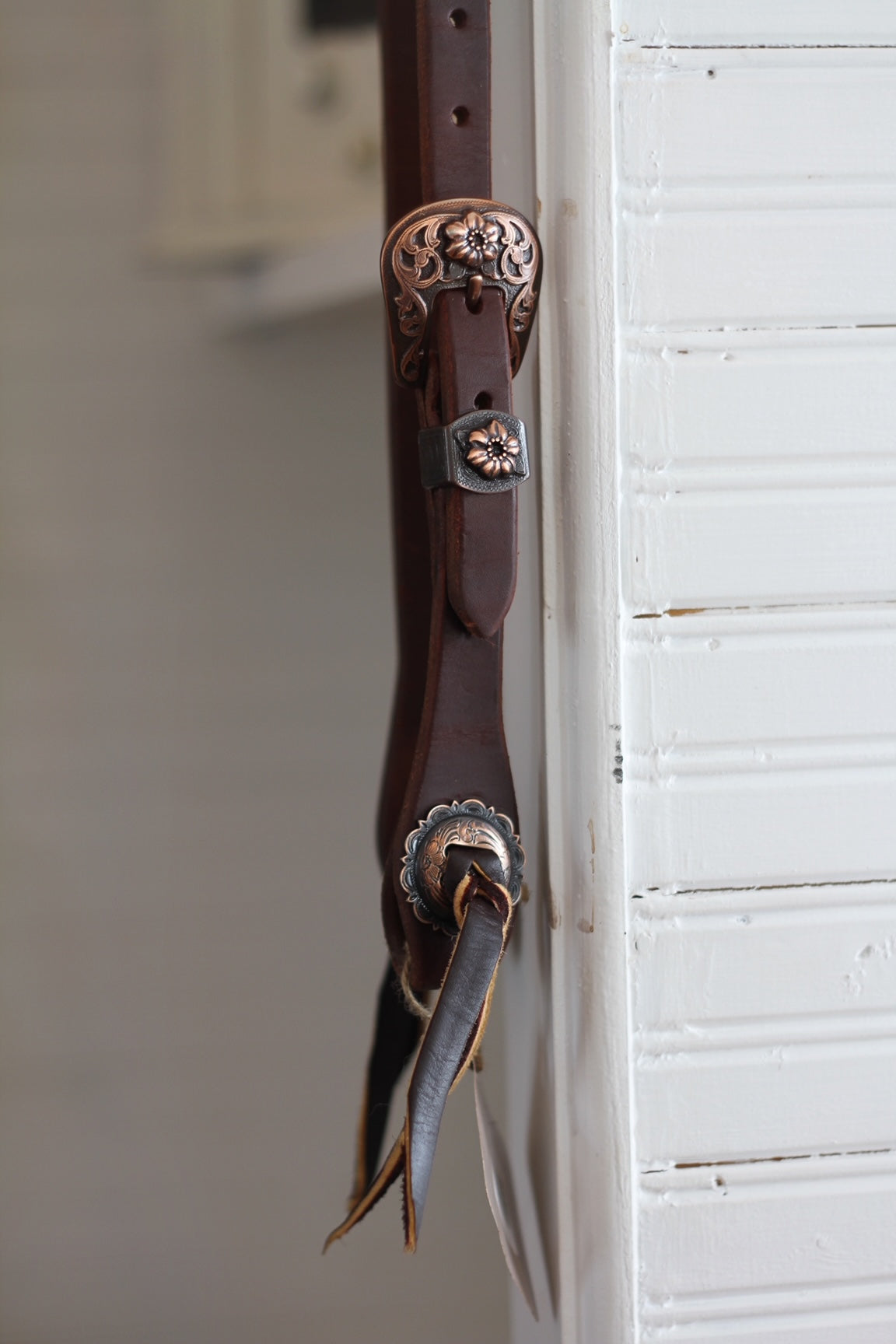 Slip Ear Headstall With Antiqued Copper Buckle