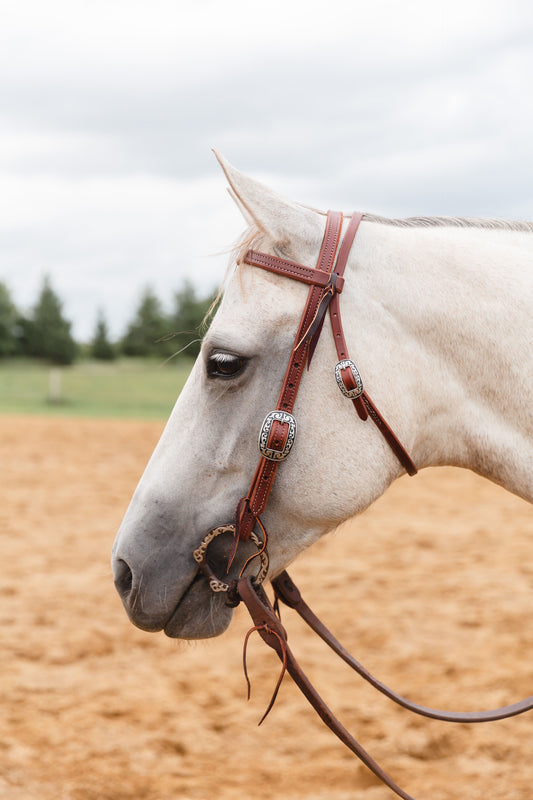 Double Stitched Browband Headstall With Double J Buckles