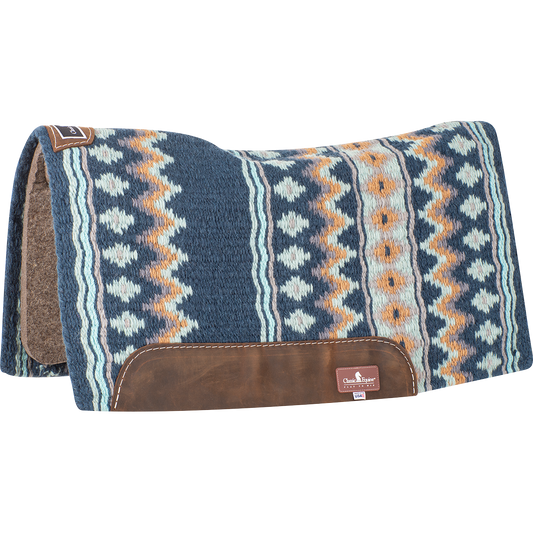 Blanket Top Saddle Pad - 3/4" Wool Felt - Navy/Aqua