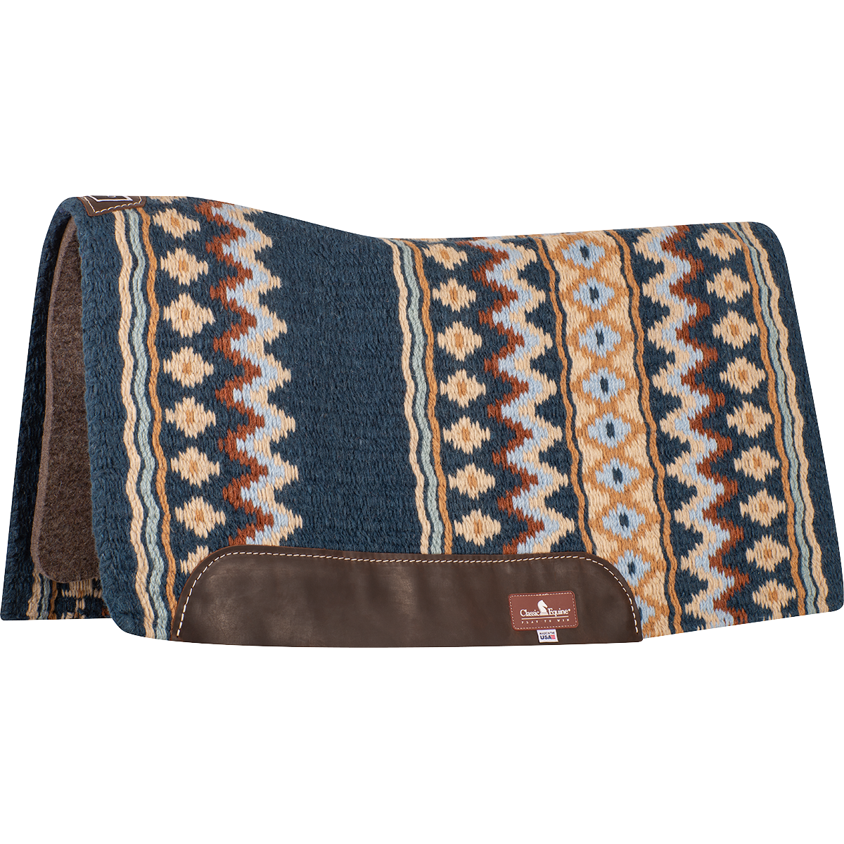 Blanket Top Saddle Pad - 3/4" Wool Felt (Navy-Ice)