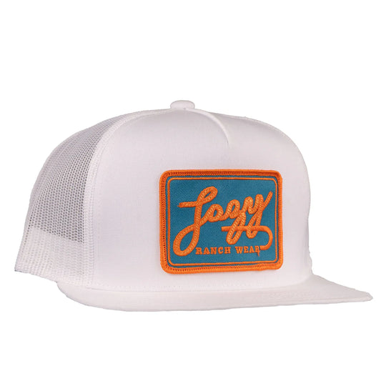 Lazy J Ranch White Teal Breakaway Patch Classic Five Panel Hat