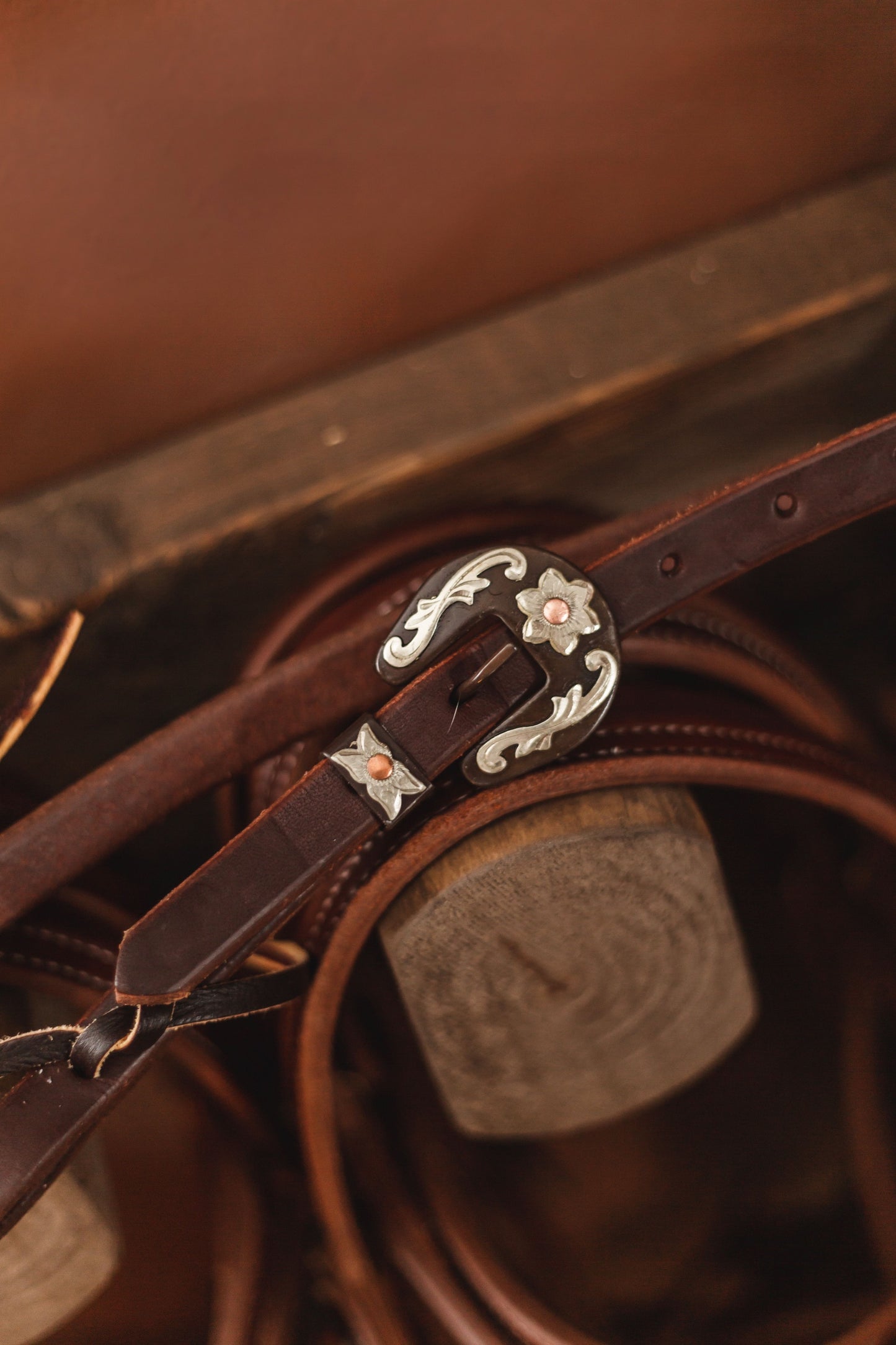 Slip Ear Headstall - Antique Floral Buckle