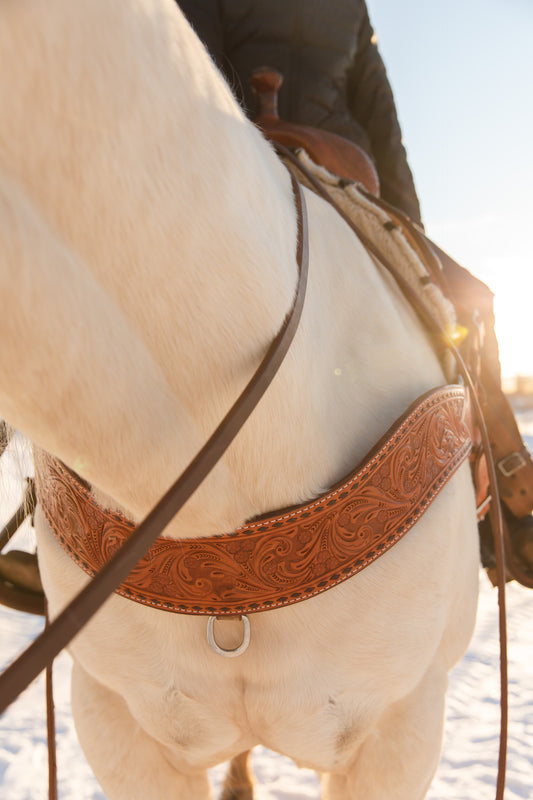 Floral Tripping Collar With Buckstitching