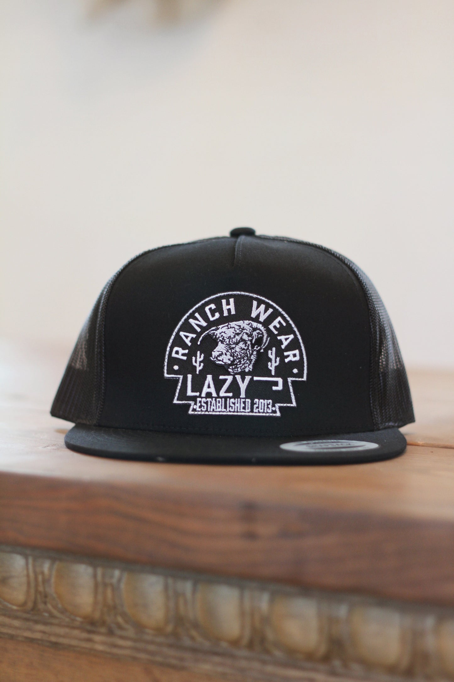 Lazy J Ranch Wear Black & Black TRW Arrowhead Patch Cap
