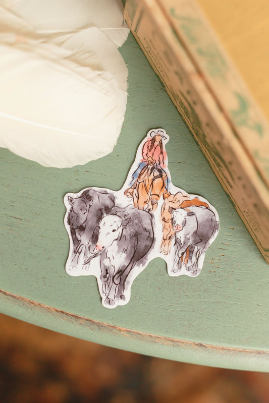 Cowgirl Cattle Drive Sticker